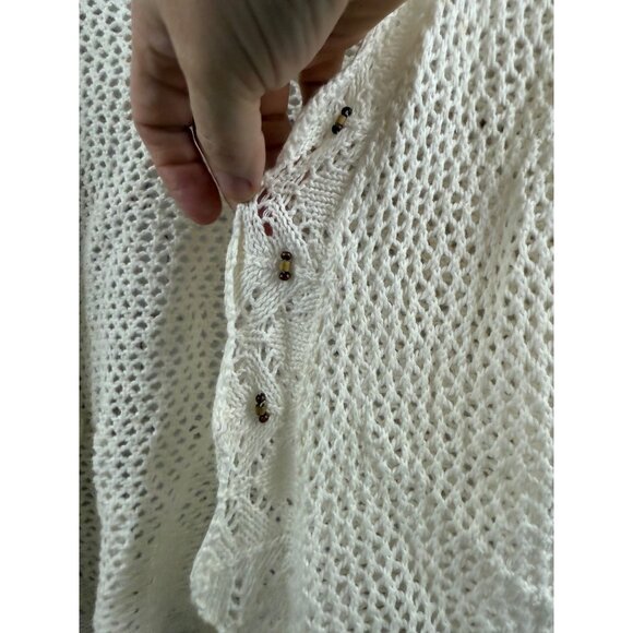 Sag Harbor Cardigan Womens Size Large Ivory Open Front Loose Knit Casual Top - Picture 4 of 8